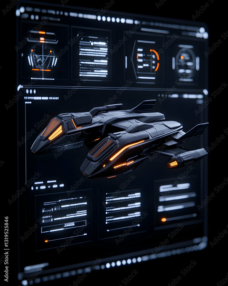 Aufkleber futuristic spaceship interface with detailed display