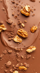 Fototapeta premium Macro close up walnut and cream ganache . AI Generative