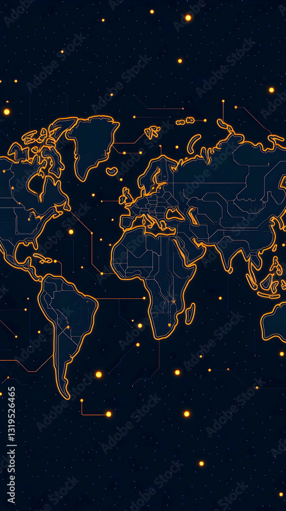 Poster global interconnected network map