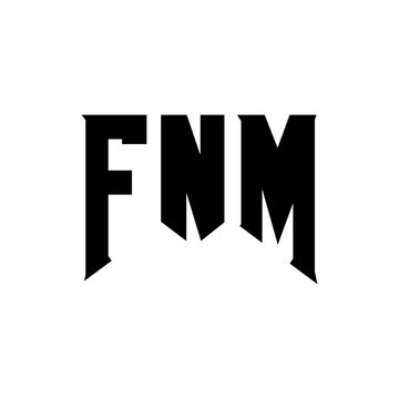 FNM letter logo design for technology company. FNM logo design black and white color combination. FNM logo, FNM vector, FNM design, FNM icon, FNM alphabet. FNM typography logo design.