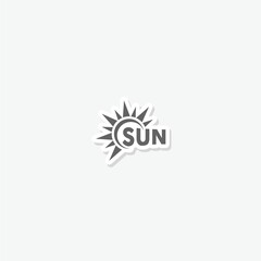 Sun logo sticker isolated on gray background