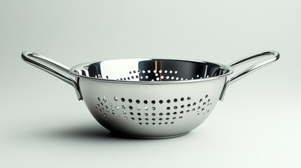 Elegant stainless steel ladle showcasing shine on soft pastel backdrop