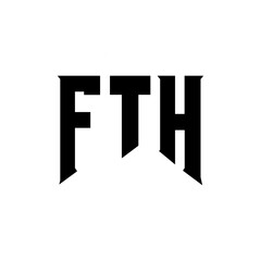 FTH letter logo design for technology company. FTH logo design black and white color combination. FTH logo, FTH vector, FTH design, FTH icon, FTH alphabet. FTH typography logo design.