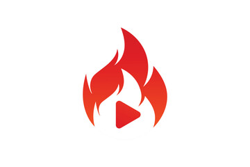 Fire Play Icon Clipart Logo vector Design