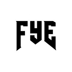 FYE letter logo design for technology company. FYE logo design black and white color combination. FYE logo, FYE vector, FYE design, FYE icon, FYE alphabet. FYE typography logo design.