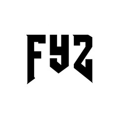 Obraz premium FYZ letter logo design for technology company. FYZ logo design black and white color combination. FYZ logo, FYZ vector, FYZ design, FYZ icon, FYZ alphabet. FYZ typography logo design.
