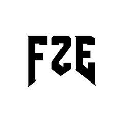 FZE letter logo design for technology company. FZE logo design black and white color combination. FZE logo, FZE vector, FZE design, FZE icon, FZE alphabet. FZE typography logo design.