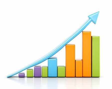Growth chart, showing increasing data values over time
