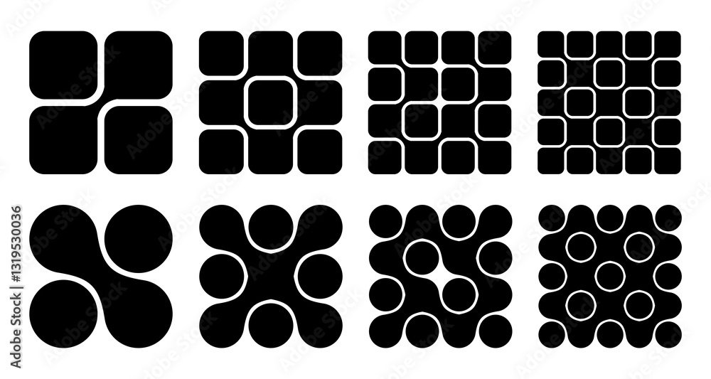 Aufkleber Rounded rectangles and circles shapes connected to each other