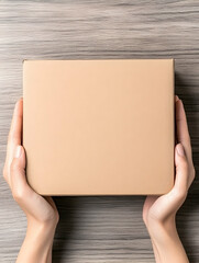 Fototapeta premium Hands holding a cardboard box