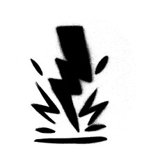 Electricity Lightning Bolt Stencil Grunge Spray Paint Stroke Vector Set