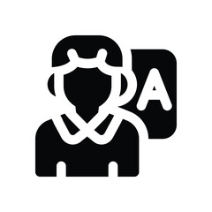 teacher glyph icon. Strong and solid vector icon for websites, mobile interfaces, presentations, and visual branding. High quality and easy to edit.