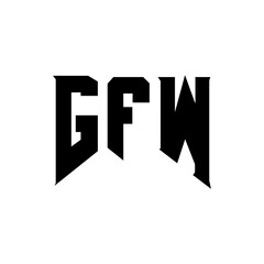 GFW letter logo design for technology company. GFW logo design black and white color combination. GFW logo, GFW vector, GFW design, GFW icon, GFW alphabet. GFW typography logo design.