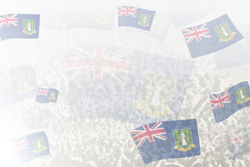 Celebratory Crowd with British Virgin Islands Flags Background