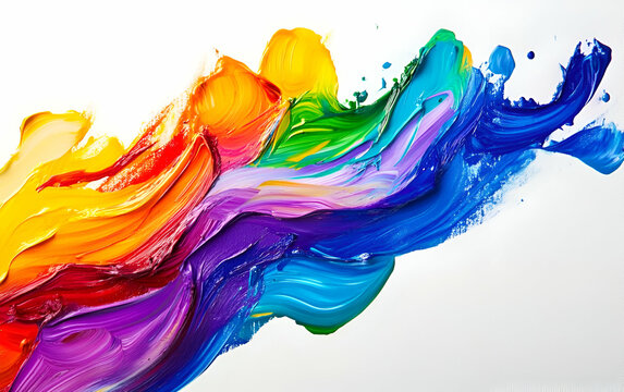 Vibrant abstract paint splash creating a colorful wave, perfect for artistic designs and creative projects.