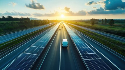 Obraz premium Solar Highway: Sustainable Transportation and Energy