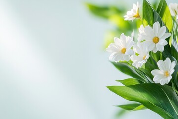 capture close-up of vibrant earth day element like green leaves or fresh blooming flowers bathed in natural sunlight