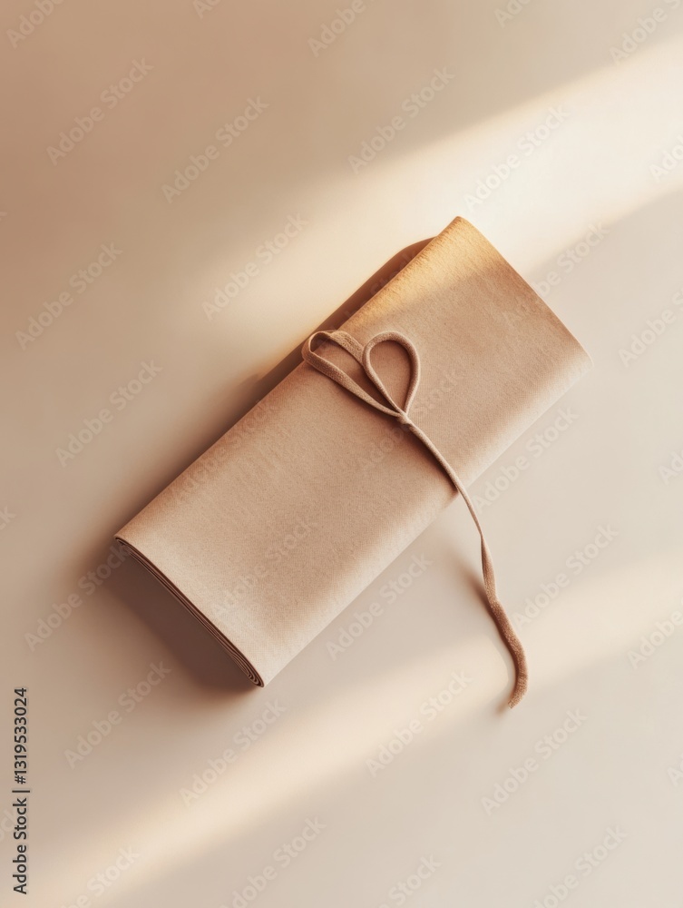 Poster Minimalistic yoga mat poised elegantly on a light surface capturing tranquility and simplicity in a serene setting