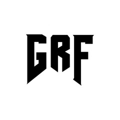 GRF letter logo design for technology company. GRF logo design black and white color combination. GRF logo, GRF vector, GRF design, GRF icon, GRF alphabet. GRF typography logo design.