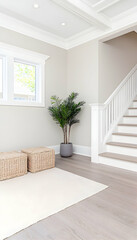 Light and airy entryway with stairs