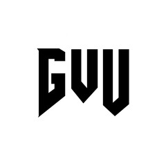 GVU letter logo design for technology company. GVU logo design black and white color combination. GVU logo, GVU vector, GVU design, GVU icon, GVU alphabet. GVU typography logo design.