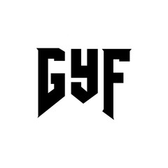 Obraz premium GYF letter logo design for technology company. GYF logo design black and white color combination. GYF logo, GYF vector, GYF design, GYF icon, GYF alphabet. GYF typography logo design.
