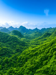 Lush green mountains under a vibrant blue sky (1)