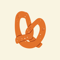 Tasty fresh Pretzel. Bakery product. Healthy organic pastry food. Hand drawn modern Vector illustration. Isolated design element. logo, icon, print template