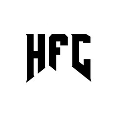 HFC letter logo design for technology company. HFC logo design black and white color combination. HFC logo, HFC vector, HFC design, HFC icon, HFC alphabet. HFC typography logo design.
