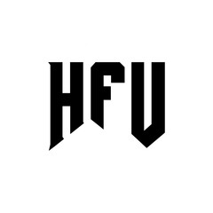 HFU letter logo design for technology company. HFU logo design black and white color combination. HFU logo, HFU vector, HFU design, HFU icon, HFU alphabet. HFU typography logo design.