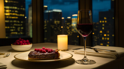 Luxurious Candlelit Dinner Overlooking the City Skyline