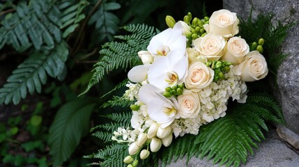 Honey cake with raspberries and a floral touch on a creamy backdrop
