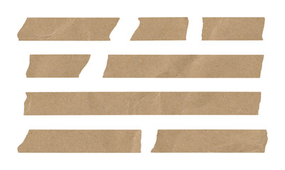 set of adhesive tape pieces on transparent background	