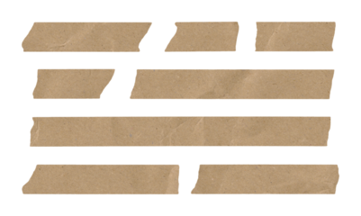 set of adhesive tape pieces on transparent background	