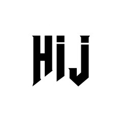 HIJ letter logo design for technology company. HIJ logo design black and white color combination. HIJ logo, HIJ vector, HIJ design, HIJ icon, HIJ alphabet. HIJ typography logo design.