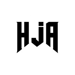 HJA letter logo design for technology company. HJA logo design black and white color combination. HJA logo, HJA vector, HJA design, HJA icon, HJA alphabet. HJA typography logo design.