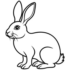 One-Line Rabbit Vector Drawing