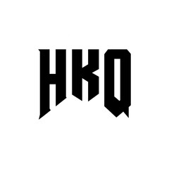 HKQ letter logo design for technology company. HKQ logo design black and white color combination. HKQ logo, HKQ vector, HKQ design, HKQ icon, HKQ alphabet. HKQ typography logo design.