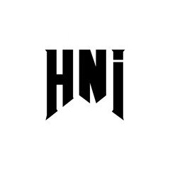 HNI letter logo design for technology company. HNI logo design black and white color combination. HNI logo, HNI vector, HNI design, HNI icon, HNI alphabet. HNI typography logo design.