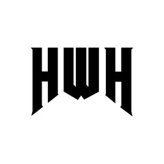 HWH letter logo design for technology company. HWH logo design black and white color combination. HWH logo, HWH vector, HWH design, HWH icon, HWH alphabet. HWH typography logo design.
