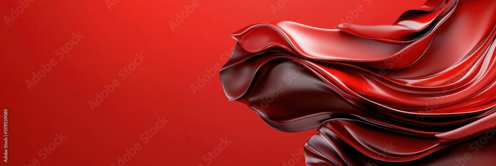 Poster a red and black ribbon with a red background