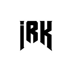 IRK letter logo design for technology company. IRK logo design black and white color combination. IRK logo, IRK vector, IRK design, IRK icon, IRK alphabet. IRK typography logo design.