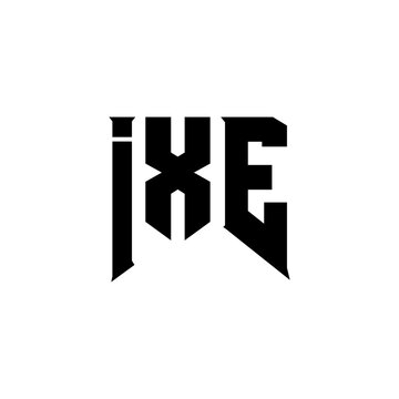 IXE letter logo design for technology company. IXE logo design black and white color combination. IXE logo, IXE vector, IXE design, IXE icon, IXE alphabet. IXE typography logo design.
