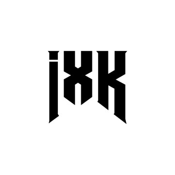 IXK letter logo design for technology company. IXK logo design black and white color combination. IXK logo, IXK vector, IXK design, IXK icon, IXK alphabet. IXK typography logo design.