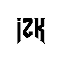 IZK letter logo design for technology company. IZK logo design black and white color combination. IZK logo, IZK vector, IZK design, IZK icon, IZK alphabet. IZK typography logo design.