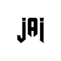 JAI letter logo design for technology company. JAI logo design black and white color combination. JAI logo, JAI vector, JAI design, JAI icon, JAI alphabet. JAI typography logo design.