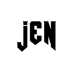 JEN letter logo design for technology company. JEN logo design black and white color combination. JEN logo, JEN vector, JEN design, JEN icon, JEN alphabet. JEN typography logo design.