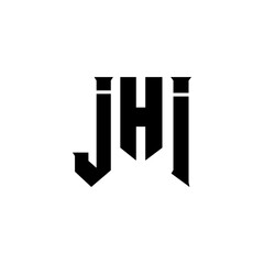 JHI letter logo design for technology company. JHI logo design black and white color combination. JHI logo, JHI vector, JHI design, JHI icon, JHI alphabet. JHI typography logo design.