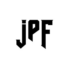 Fototapeta premium JPF letter logo design for technology company. JPF logo design black and white color combination. JPF logo, JPF vector, JPF design, JPF icon, JPF alphabet. JPF typography logo design.