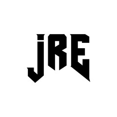 JRE letter logo design for technology company. JRE logo design black and white color combination. JRE logo, JRE vector, JRE design, JRE icon, JRE alphabet. JRE typography logo design.